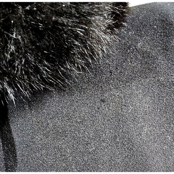 Forecaster Of Boston Women's Black Lambswool Long Coat With Fur Trim Size 6 235 - Picture 7 of 16